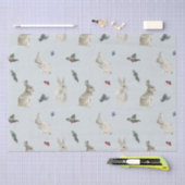Bunnies, Holly und Berries Blue Seidenpapier (Handwerk)