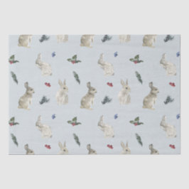 Bunnies, Holly und Berries Blue Seidenpapier