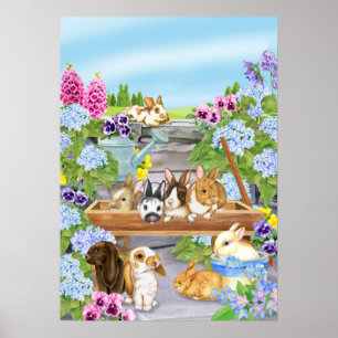 Bunnies im Garten Poster