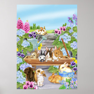 Bunnies im Garten Poster