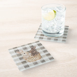 Bunnies im Korb Glasuntersetzer