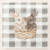 Bunnies im Korb Glasuntersetzer (Vorderseite)