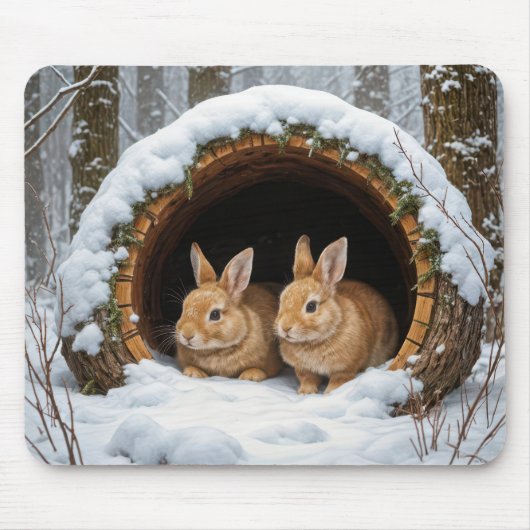 Bunnies in einem Hollow-Log Mousepad (Vorne)