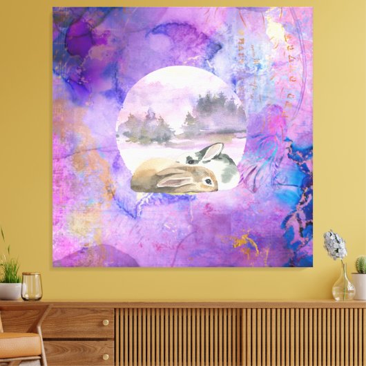 Bunnies in Lavender Dream Leinwanddruck (Insitu (Wohnzimmer))