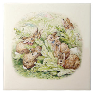 Bunnies in Lettuce Patch von Beatrix Potter Fliese