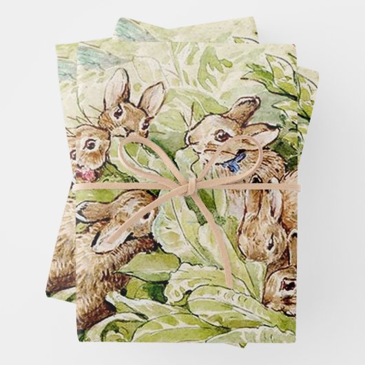 Bunnies in Lettuce Patch von Beatrix Potter Geschenkpapier Set (Beispiel)