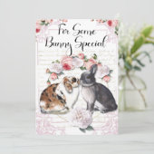 Bunnies Küssen, Kaninchen, Ostern, Valentine Feiertagskarte (Stehend Vorderseite)