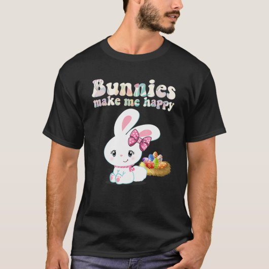 BUNNIES MACHEN MICH GLÜCKLICH Kleinkind Mädchen Ki T-Shirt (Vorderseite)