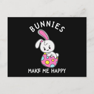 Bunnies machen mich zu einem glücklichen Ostereier Postkarte