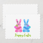 Bunnies mit Blume Feiertagskarte (Vorne/Hinten)