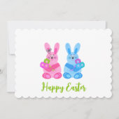 Bunnies mit Blume Feiertagskarte (Vorderseite)