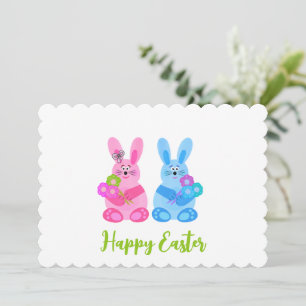 Bunnies mit Blume Feiertagskarte