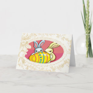 Bunnies mit Eierkarte Feiertagskarte