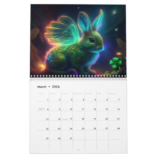 Bunnies mit Flügeln Kalender (Mär 2026)
