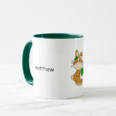 Bunnies mit Kleeblatts St. Patrick's Day Custom Tasse (Vorderseite Links)