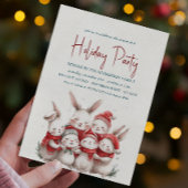Bunnies mit Red Scarf White Holiday Party Einladung