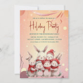 Bunnies mit rotem Scarf Warme Feier Einladung (Vorderseite)