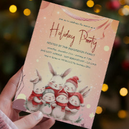 Bunnies mit rotem Scarf Warme Feier Einladung