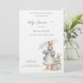 Bunnies Mummy Baby Dusche Einladung (Stehend Vorderseite)