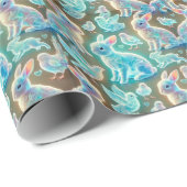 BUNNIES ~ Muster BLAU und SILVER Shades ~ Geschenkpapier (Rolleneckpunkt)