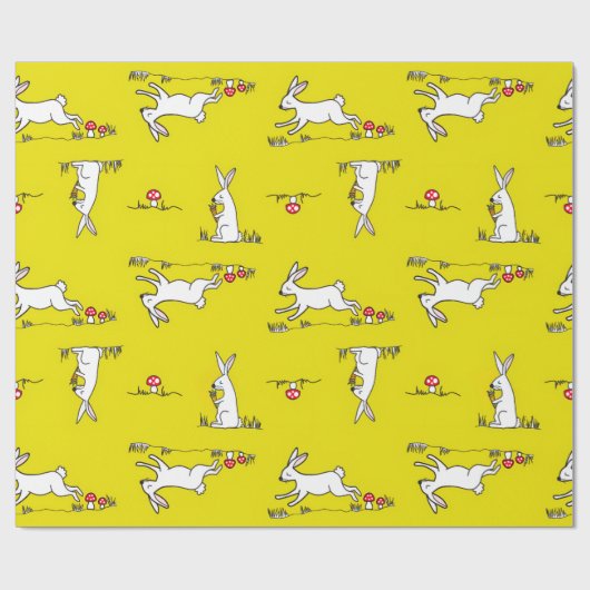 Bunnies on a Yellow Background Geschenkpapier (Flach)