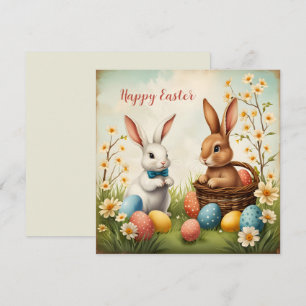 Bunnies Ostereier und Blume Feiertagskarte