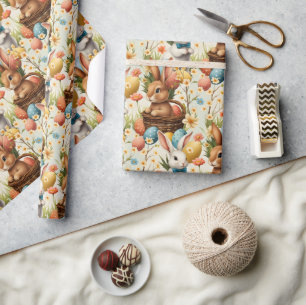 Bunnies Ostereier und Blume Muster Geschenkpapier