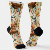 Bunnies Ostereier und Blume Muster Socken (Gewinkelt)