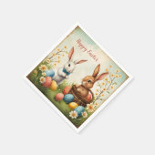 Bunnies Ostereier und Blume Serviette (Ecke)