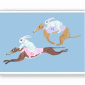Bunnies riding Greyhounds Aufkleber (Vorderseite)