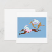 Bunnies riding Greyhounds Feiertagskarte (Vorne/Hinten)