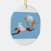 Bunnies riding Greyhounds Keramik Ornament (Rechts)