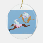 Bunnies riding Greyhounds Keramik Ornament (Links)