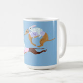 Bunnies riding Greyhounds Mug Kaffeetasse (VorderseiteRechts)
