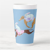 Bunnies riding Greyhounds Mug Milchtasse (Vorderseite)