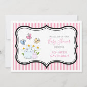 Bunnies Spring Daisies and Butterflies Baby Shower Einladung (Vorderseite)