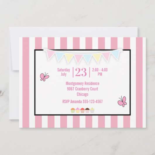 Bunnies Spring Daisies and Butterflies Baby Shower Einladung (Rückseite)