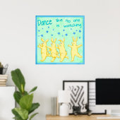 Bunnies tanzen wie niemand, der gelb grün guckt poster (Heimbüro)