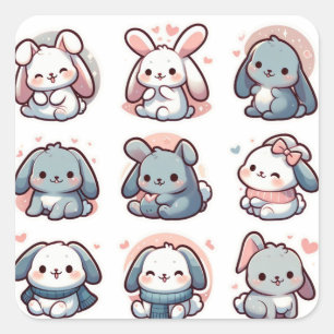 Bunnies Teil 1 Quadratischer Aufkleber