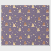 Bunnies und Bären im nächtlichen Himmel Geschenkpapier (Flach)