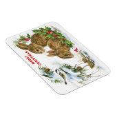 Bunnies und Bird genießen Schnee Frohe Weihnachten Magnet (Rechte Seite)