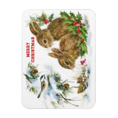 Bunnies und Bird genießen Schnee Frohe Weihnachten Magnet (Vertikal)