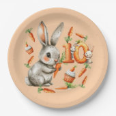 Bunnies und Carrots 10. Geburtstagsparty Pappteller (Vorderseite)