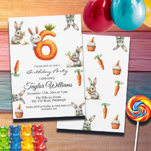 Bunnies und Carrots 6. Geburtstagsparty Einladung