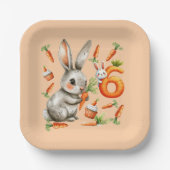Bunnies und Carrots 6. Geburtstagsparty Pappteller (Vorderseite)