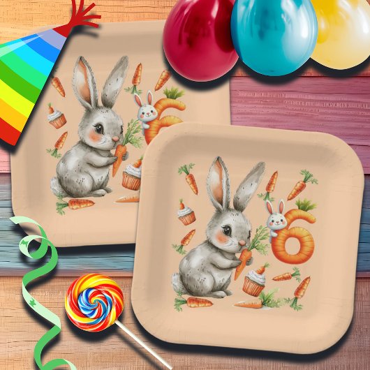Bunnies und Carrots 6. Geburtstagsparty Pappteller