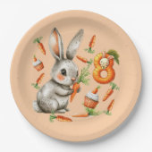 Bunnies und Carrots 8. Geburtstagsparty Pappteller (Vorderseite)
