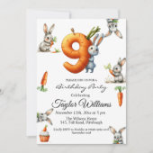 Bunnies und Carrots 9. Geburtstagsparty Einladung (Vorderseite)