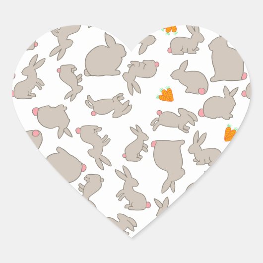 Bunnies und Carrots Pattern Herz-Aufkleber (Vorderseite)