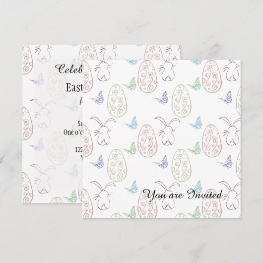 Bunnies und Eier Einladung (Vorne/Hinten)